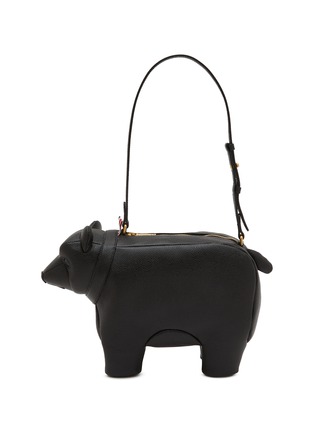 Main View - Click To Enlarge - THOM BROWNE - Bear Baguette Pebble Grain Leather  Bag