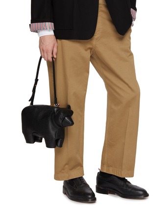 Figure View - Click To Enlarge - THOM BROWNE - Bear Baguette Pebble Grain Leather  Bag