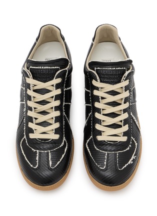 Detail View - Click To Enlarge - MAISON MARGIELA - Frayed Leather Low Top Men's Sneakers