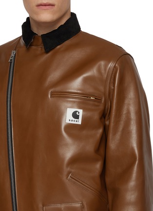  - SACAI - x Carhartt WIP Slanted Zip Leather Jacket
