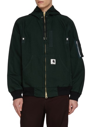 Main View - Click To Enlarge - SACAI - x Carhartt WIP Layered Cotton Hoodie