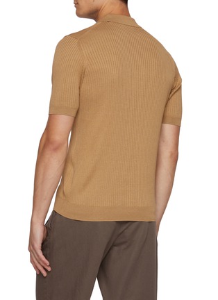 Back View - Click To Enlarge - SUNSPEL - Open Collar Silk Cotton Polo Shirt