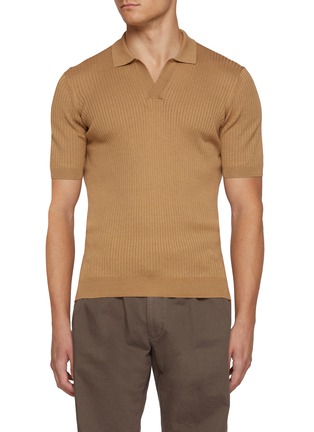 Main View - Click To Enlarge - SUNSPEL - Open Collar Silk Cotton Polo Shirt
