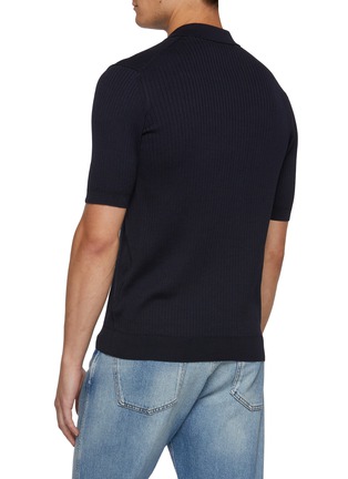 Back View - Click To Enlarge - SUNSPEL - Open Collar Silk Cotton Polo Shirt