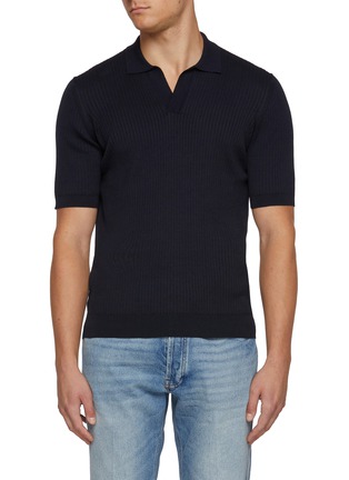 Main View - Click To Enlarge - SUNSPEL - Open Collar Silk Cotton Polo Shirt