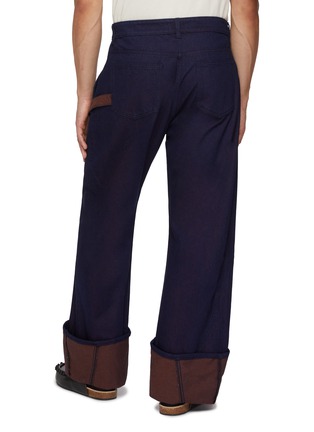 Back View - Click To Enlarge - JW ANDERSON - Twisted Turn Up Dark Wash Workwear Jeans