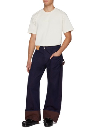 Figure View - Click To Enlarge - JW ANDERSON - Twisted Turn Up Dark Wash Workwear Jeans