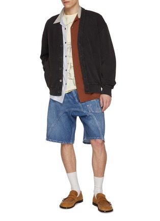 Figure View - Click To Enlarge - JW ANDERSON - Garment Dyed V-Neck Cotton Cardigan