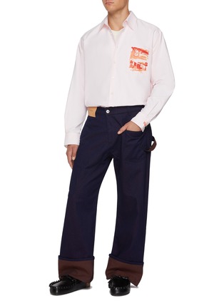 Figure View - Click To Enlarge - JW ANDERSON - Café Scene Embroidered Cotton Shirt