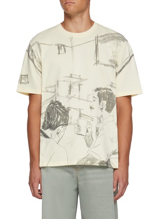 Main View - Click To Enlarge - JW ANDERSON - Café Scene Printed Cotton T-Shirt