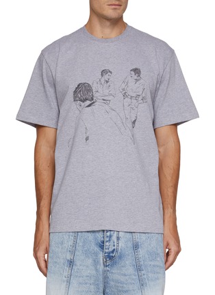 Main View - Click To Enlarge - JW ANDERSON - Café Scene Printed Cotton T-shirt