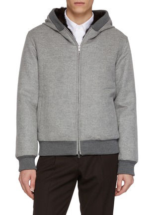 Main View - Click To Enlarge - FABIO GAVAZZI - Hooded Sable Cashmere Bomber Jacket