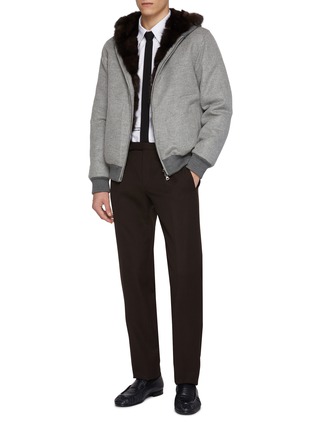 Figure View - Click To Enlarge - FABIO GAVAZZI - Hooded Sable Cashmere Bomber Jacket