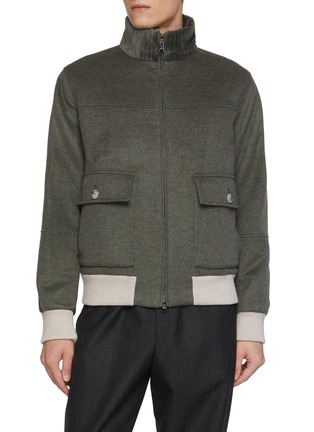 Main View - Click To Enlarge - FABIO GAVAZZI - Sculpted Mink Cashmere Blend Bomber Jacket