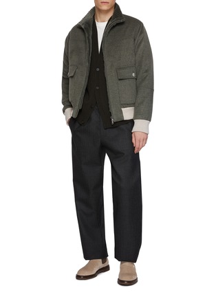 Figure View - Click To Enlarge - FABIO GAVAZZI - Sculpted Mink Cashmere Blend Bomber Jacket