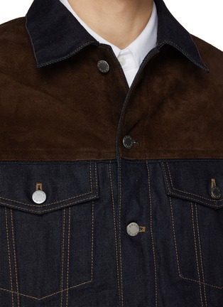  - PRADA - Suede Insert Dark Wash Denim Jacket