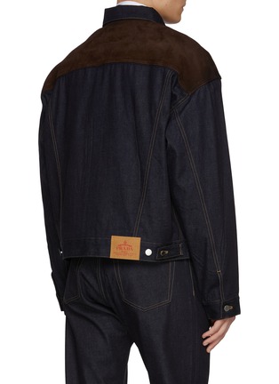 Back View - Click To Enlarge - PRADA - Suede Insert Dark Wash Denim Jacket