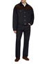 Figure View - Click To Enlarge - PRADA - Suede Insert Dark Wash Denim Jacket