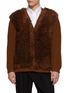 PRADA Button Up Fur Panelled Wool Knit Cardigan