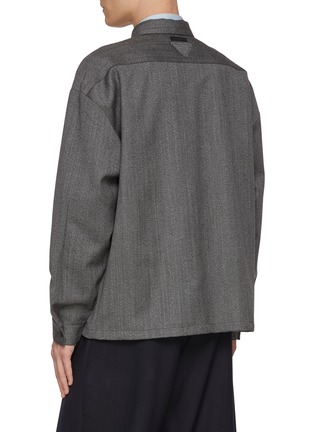 Back View - Click To Enlarge - PRADA - Chevron Zip Up Wool Shirt