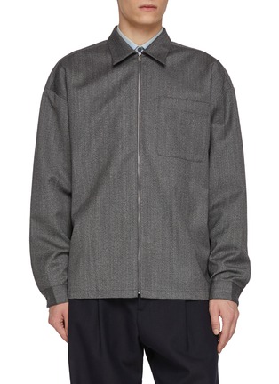 Main View - Click To Enlarge - PRADA - Chevron Zip Up Wool Shirt