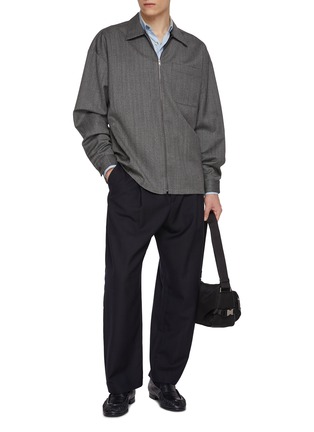 Figure View - Click To Enlarge - PRADA - Chevron Zip Up Wool Shirt