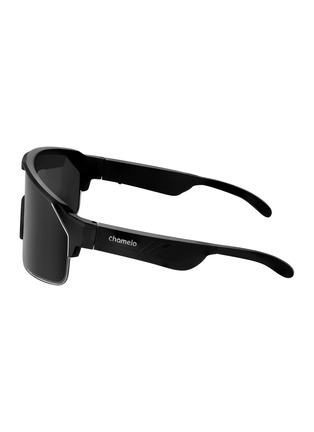 Detail View - Click To Enlarge - CHAMELO - Music Shield HVL Lens Smart Glasses — Matte Black Frame/Smoke Lenses