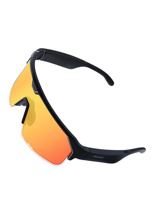 Detail View - Click To Enlarge - CHAMELO - Music Shield HVL Lens Smart Glasses — Matte Black Frame/Fire Lenses