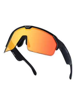 Back View - Click To Enlarge - CHAMELO - Music Shield HVL Lens Smart Glasses — Matte Black Frame/Fire Lenses