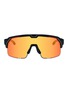 Front View - Click To Enlarge - CHAMELO - Music Shield HVL Lens Smart Glasses — Matte Black Frame/Fire Lenses