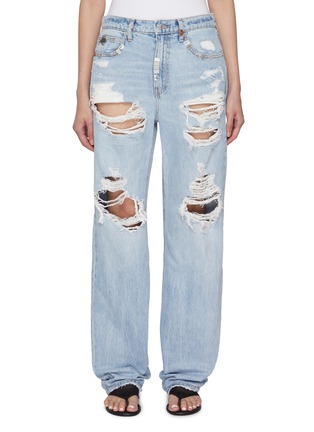 Main View - Click To Enlarge - ALEXANDERWANG - Distressed EZ Mid Rise Hardware Embellished Jeans