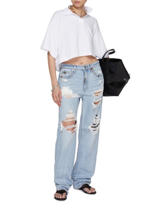 Figure View - Click To Enlarge - ALEXANDERWANG - Distressed EZ Mid Rise Hardware Embellished Jeans