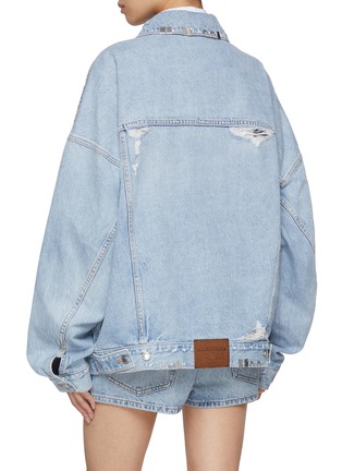 Back View - Click To Enlarge - ALEXANDERWANG - Metal Hardware Oversized Distressed Light Wash Denim Jacket