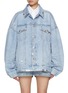 Main View - Click To Enlarge - ALEXANDERWANG - Metal Hardware Oversized Distressed Light Wash Denim Jacket