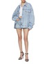 Figure View - Click To Enlarge - ALEXANDERWANG - Metal Hardware Oversized Distressed Light Wash Denim Jacket