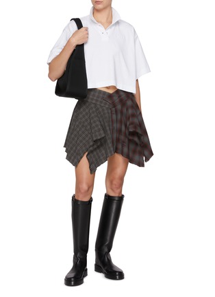 Figure View - Click To Enlarge - ALEXANDERWANG - Deconstructed Plaid Cotton Mini Skirt