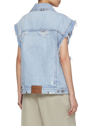 Back View - Click To Enlarge - ALEXANDERWANG - Metal Hardware Oversized Distressed Light Wash Denim Vest