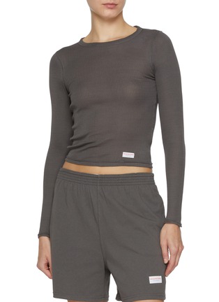 Figure View - Click To Enlarge - ALEXANDERWANG - Long Sleeve Crewneck Cotton T-Shirt