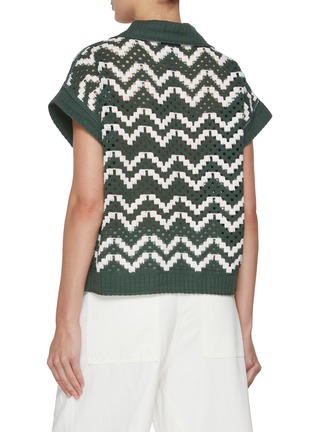 Back View - Click To Enlarge - VARLEY - Joelle Cotton Crochet Polo Shirt