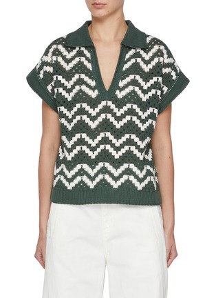 Main View - Click To Enlarge - VARLEY - Joelle Cotton Crochet Polo Shirt