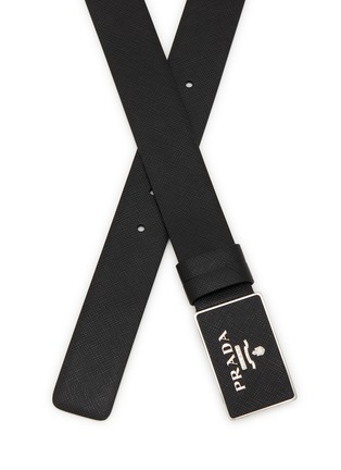 Detail View - Click To Enlarge - PRADA - Metal Logo Leather Belt