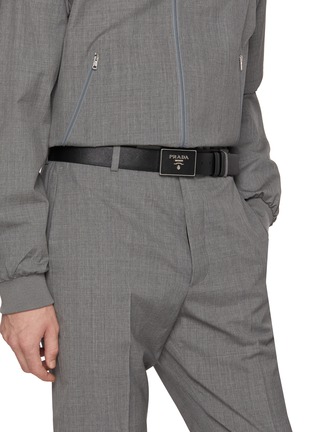 Figure View - Click To Enlarge - PRADA - Metal Logo Leather Belt
