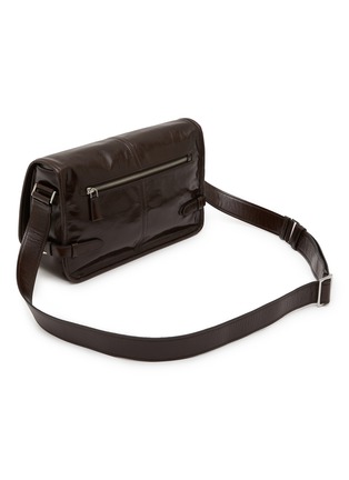 Detail View - Click To Enlarge - PRADA - Logo Plaque Leather Messenger Bag