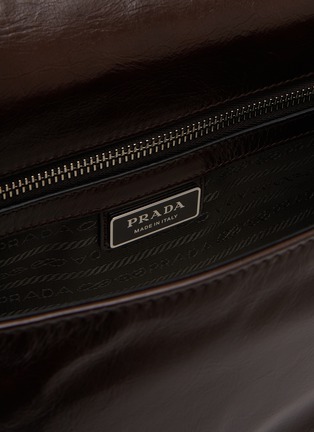 Detail View - Click To Enlarge - PRADA - Logo Plaque Leather Messenger Bag