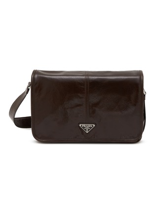 Main View - Click To Enlarge - PRADA - Logo Plaque Leather Messenger Bag
