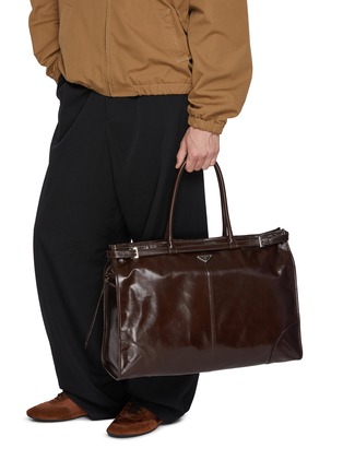 Figure View - Click To Enlarge - PRADA - Belted Leather Tote Bag