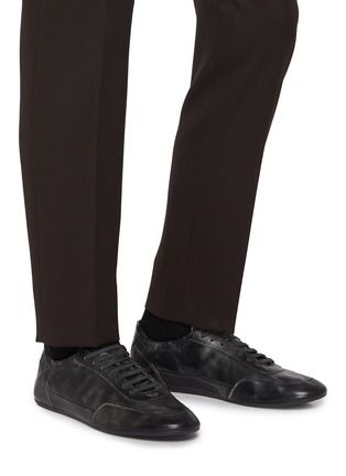 Figure View - Click To Enlarge - PRADA - Collapse Low Top Leather Men's Sneakers