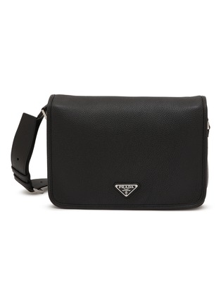Main View - Click To Enlarge - PRADA - Logo Plaque Leather Shoulder Bag