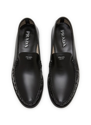 Detail View - Click To Enlarge - PRADA - Spazzolato Brushed Leather Loafers