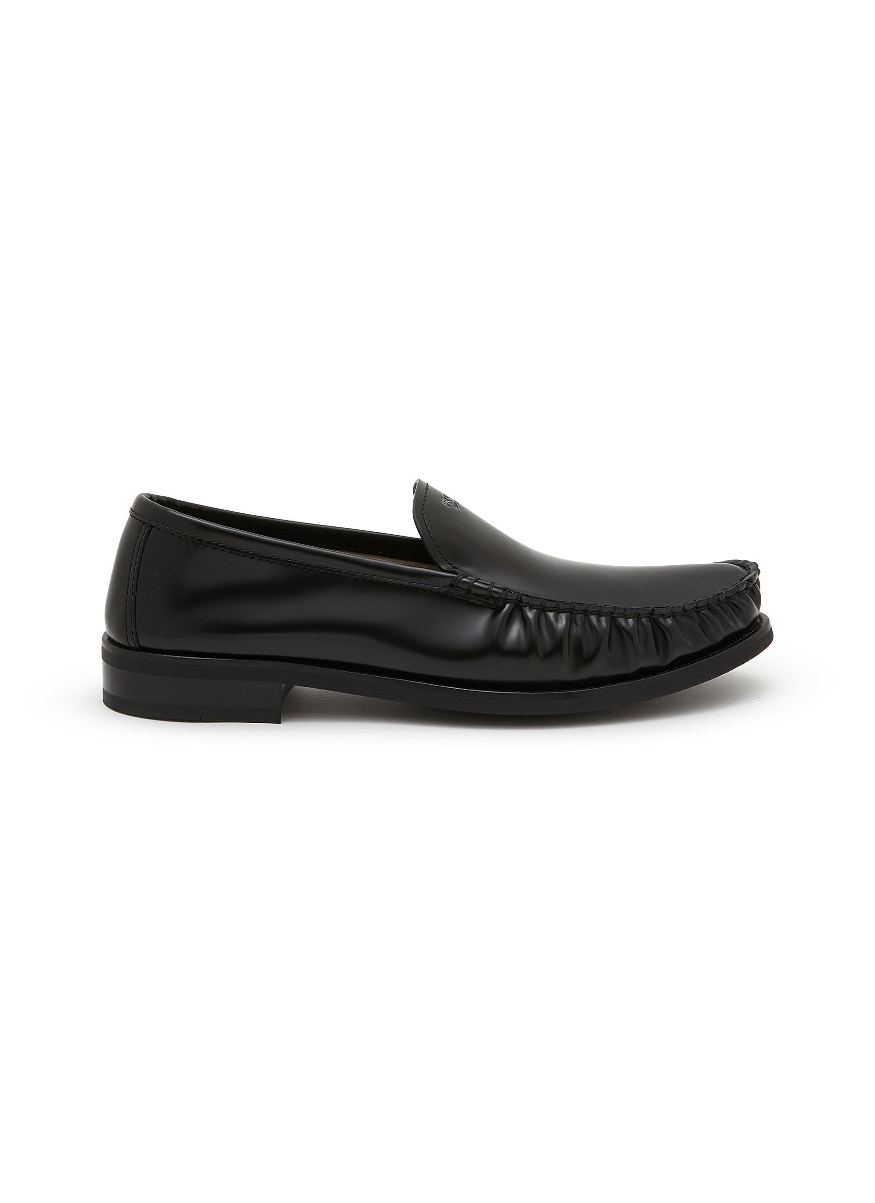 PRADA | Spazzolato Brushed Leather Loafers | Men | Lane Crawford